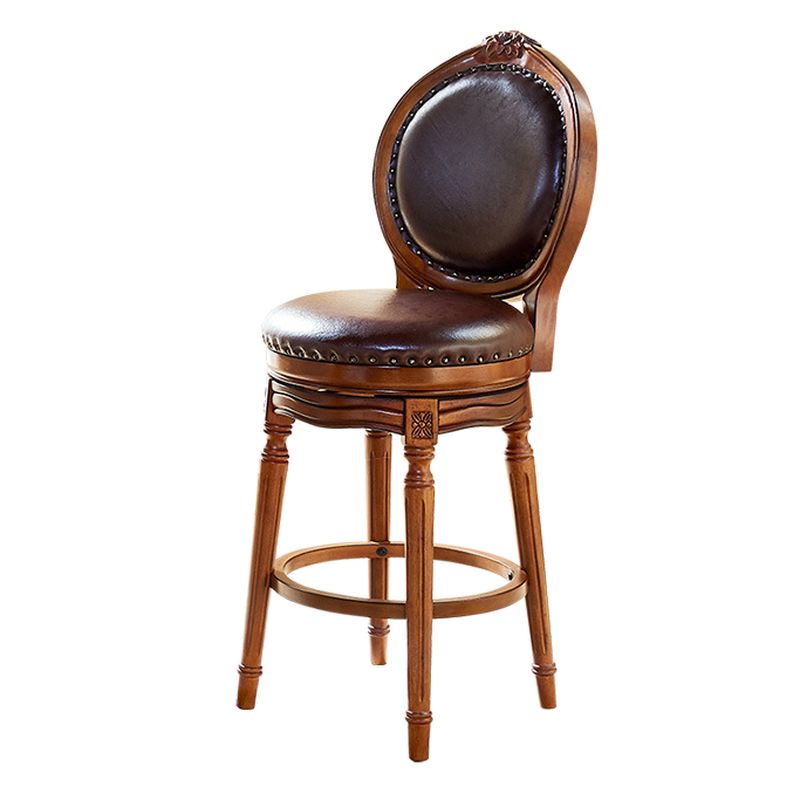 Reddish Brown Solid Wood Bar Stools with Armrest/Armless