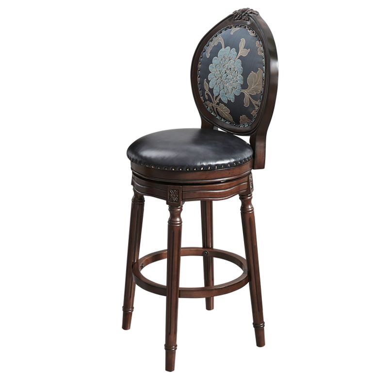 Reddish Brown Solid Wood Bar Stools with Armrest/Armless