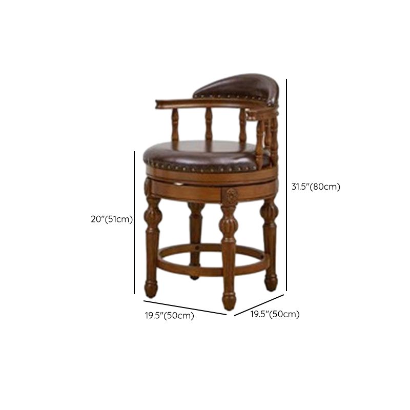 Arrow Solid Wood Round Top Bistro Stool with Foot Pedestal, and Nailhead Embellishment