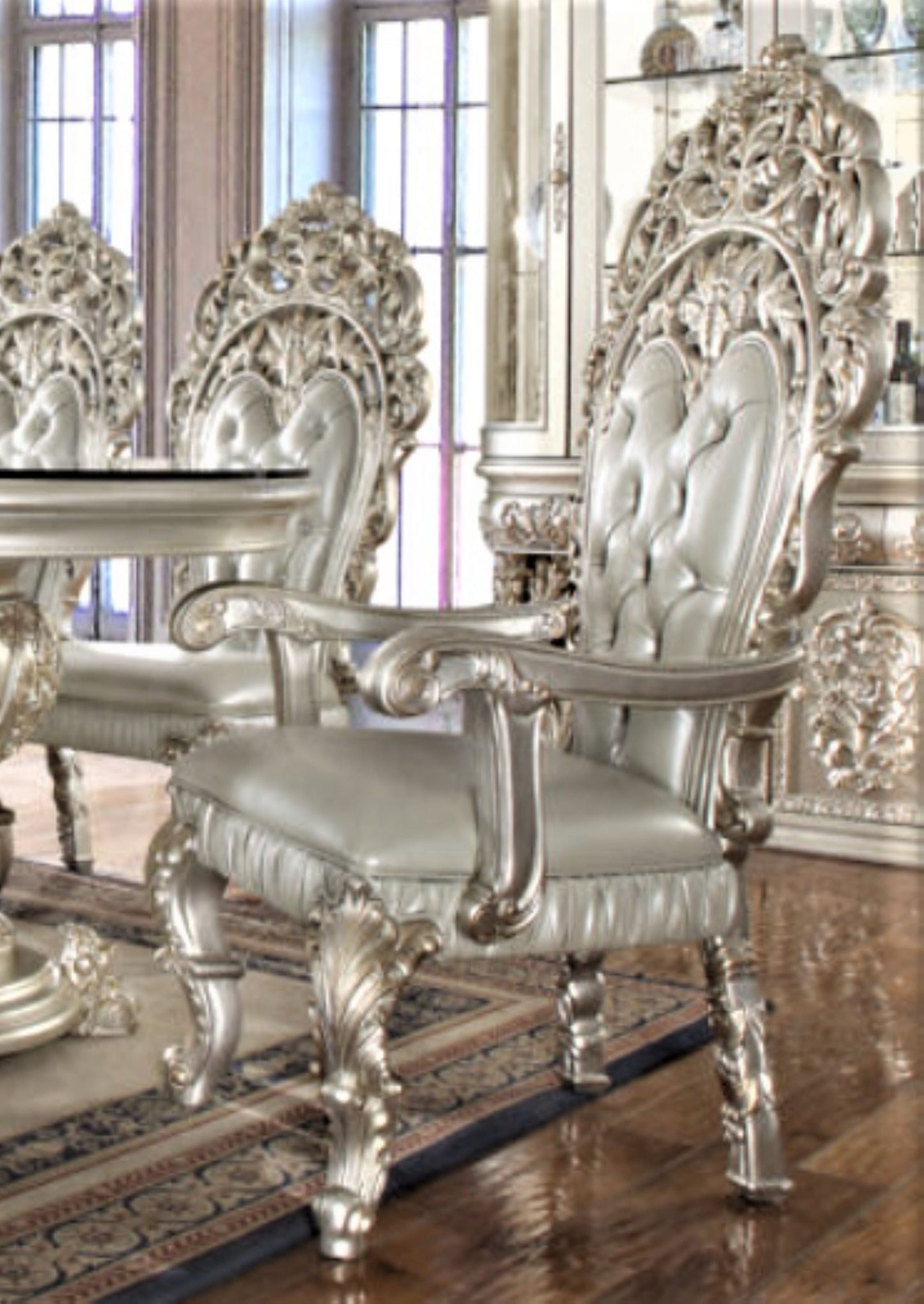 Magnisy Hand Carved European Dining Table Set
