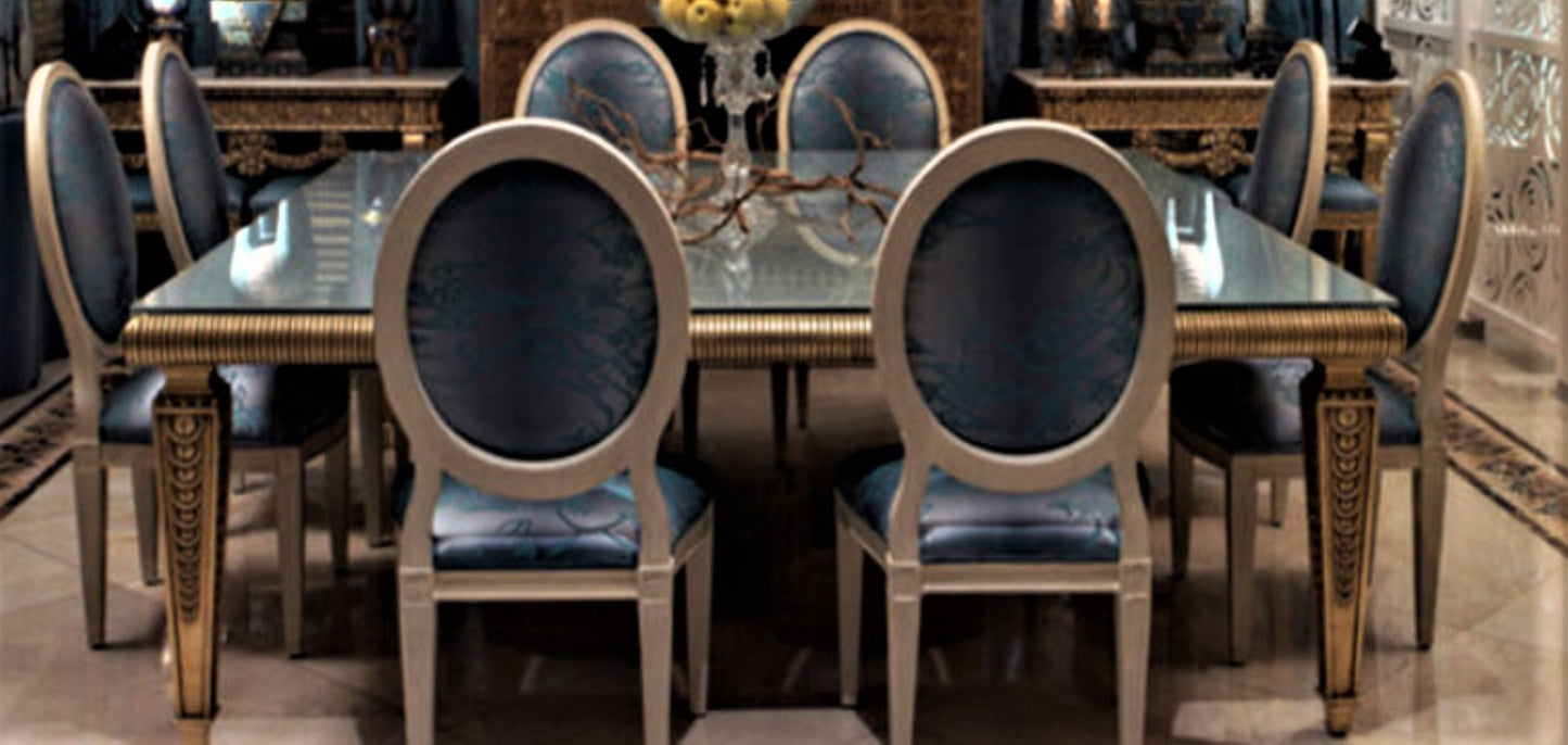 CASTLE HAND CARVED ANTIQUE MODERN DINING TABLE SET