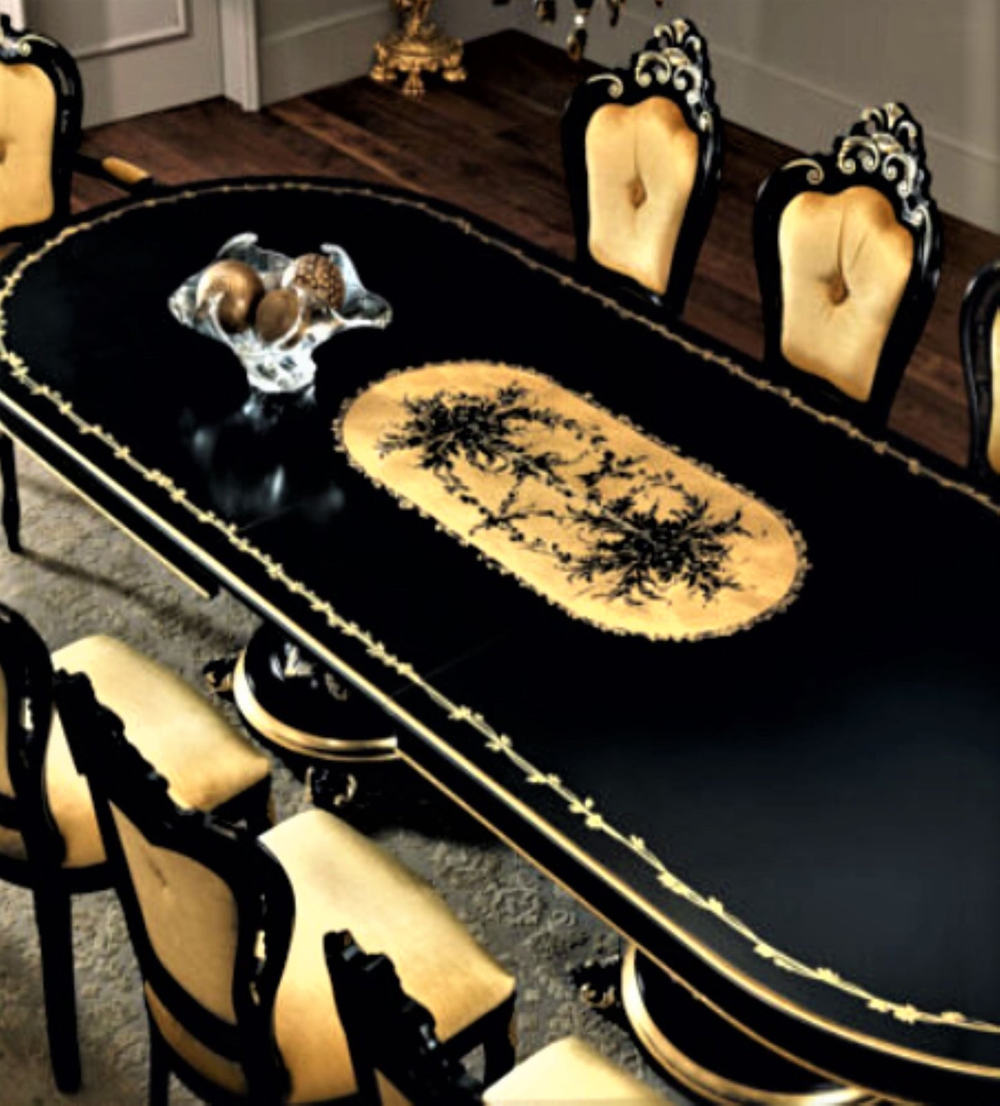 GORGUS HAND CARVED FRENCH STYLE DINING TABLE SET