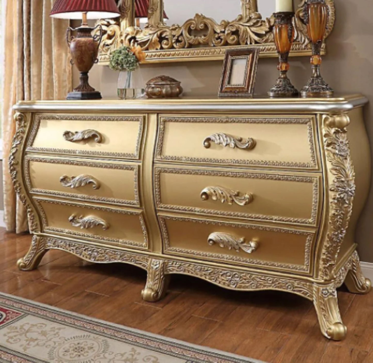 REYNA Metallic Antique Gold Traditional Dresser