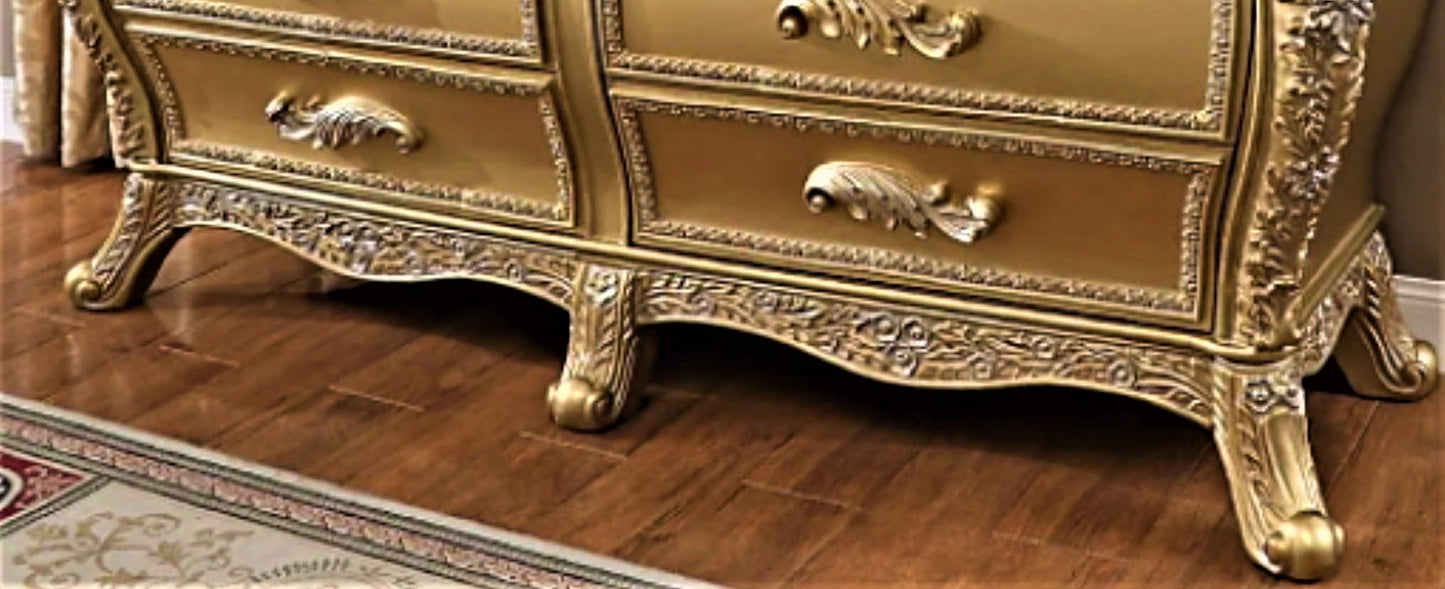REYNA Metallic Antique Gold Traditional Dresser