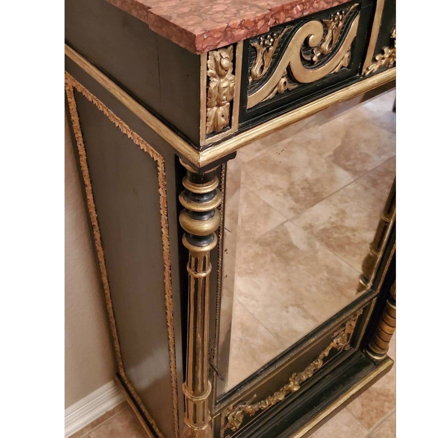 LUXY Hand Carved Magnificent Mirrored Cabinet