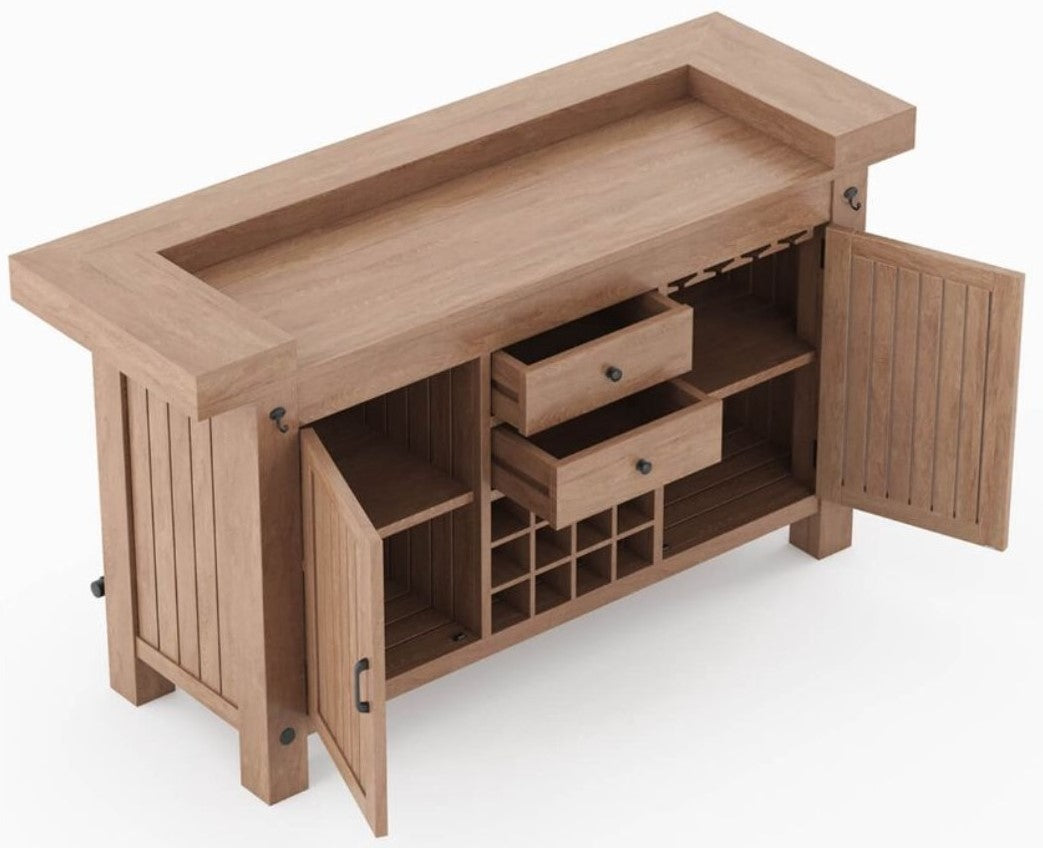 Miller Solid Wooden Bar Cabinet - Indoor / Outdoor