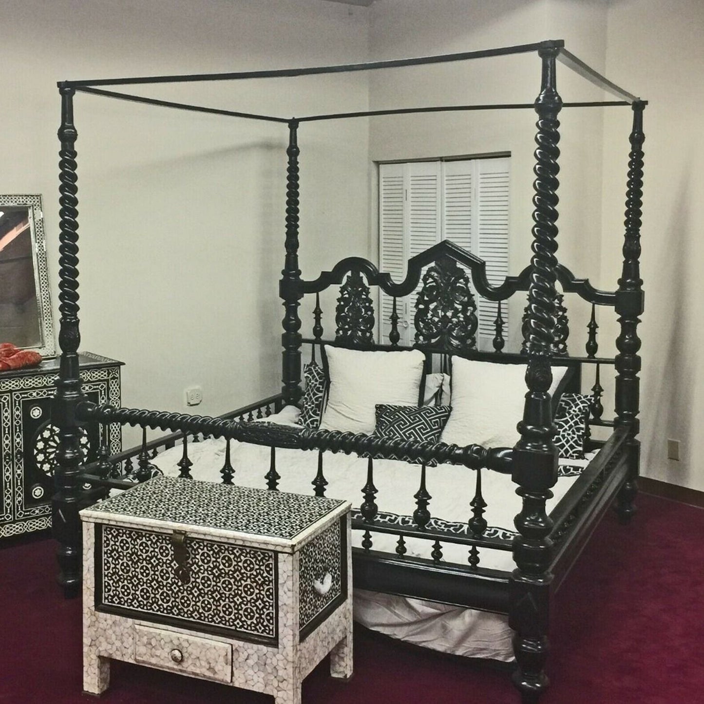 Mace Indian Colonial Posters Bed Hand Carved