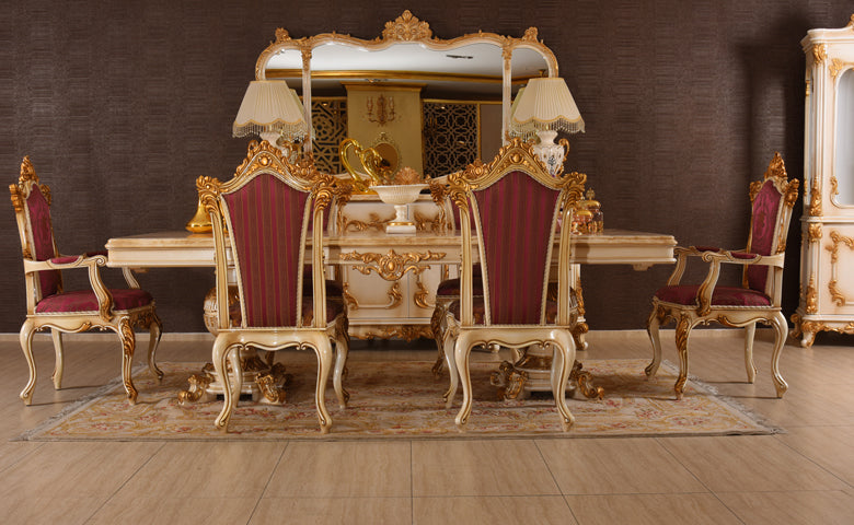 ZOTICAY HAND CARVED EUROPEAN DINING TABLE SET