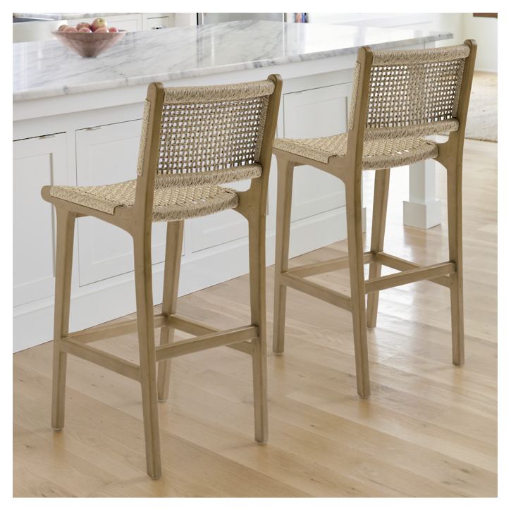 Glioe Solid Wood Low Back Bar and Counter Stool