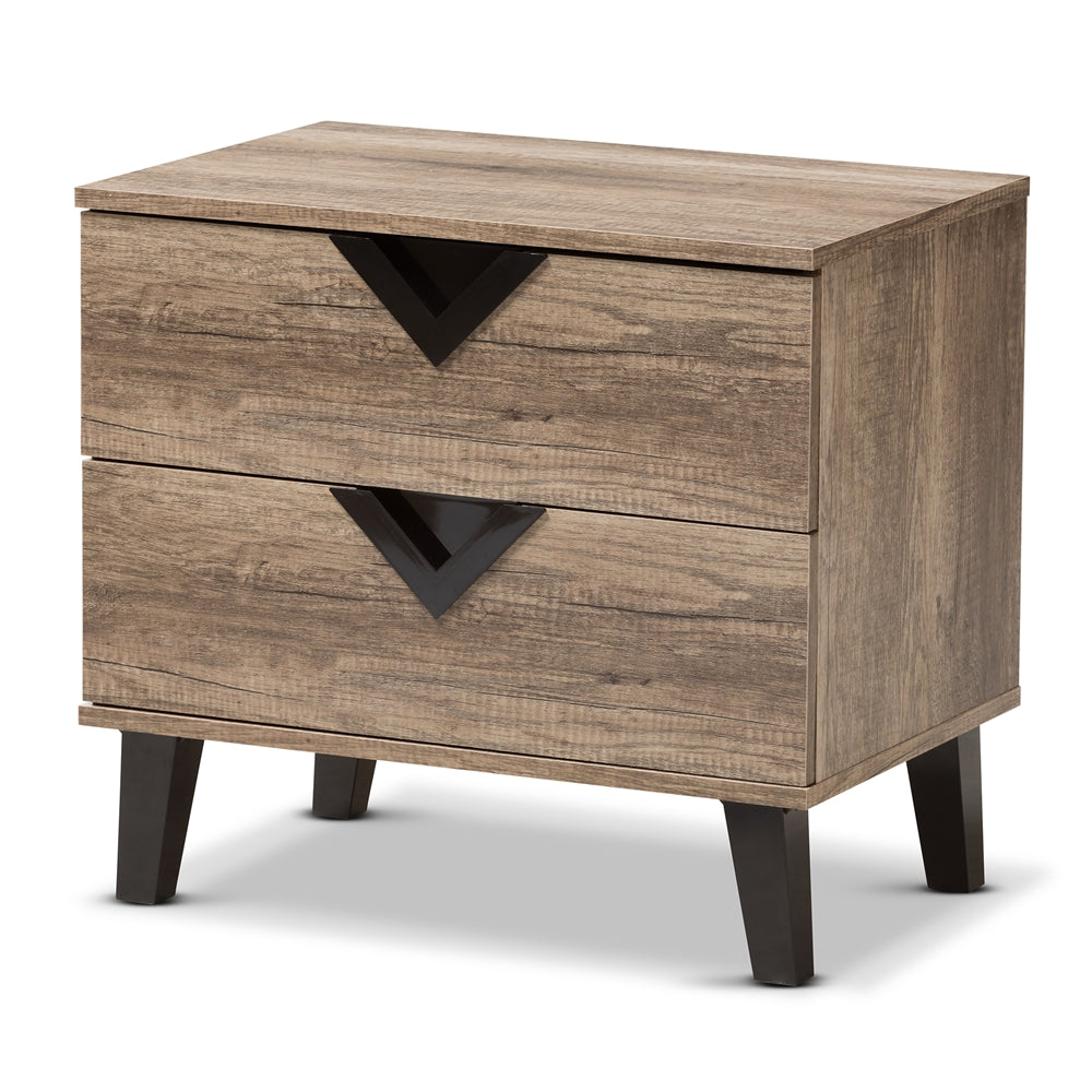 BRYER STUDIO ESTHER MODERN AND CONTEMPORARY LIGHT BROWN WOOD 2-DRAWER NIGHTSTAND