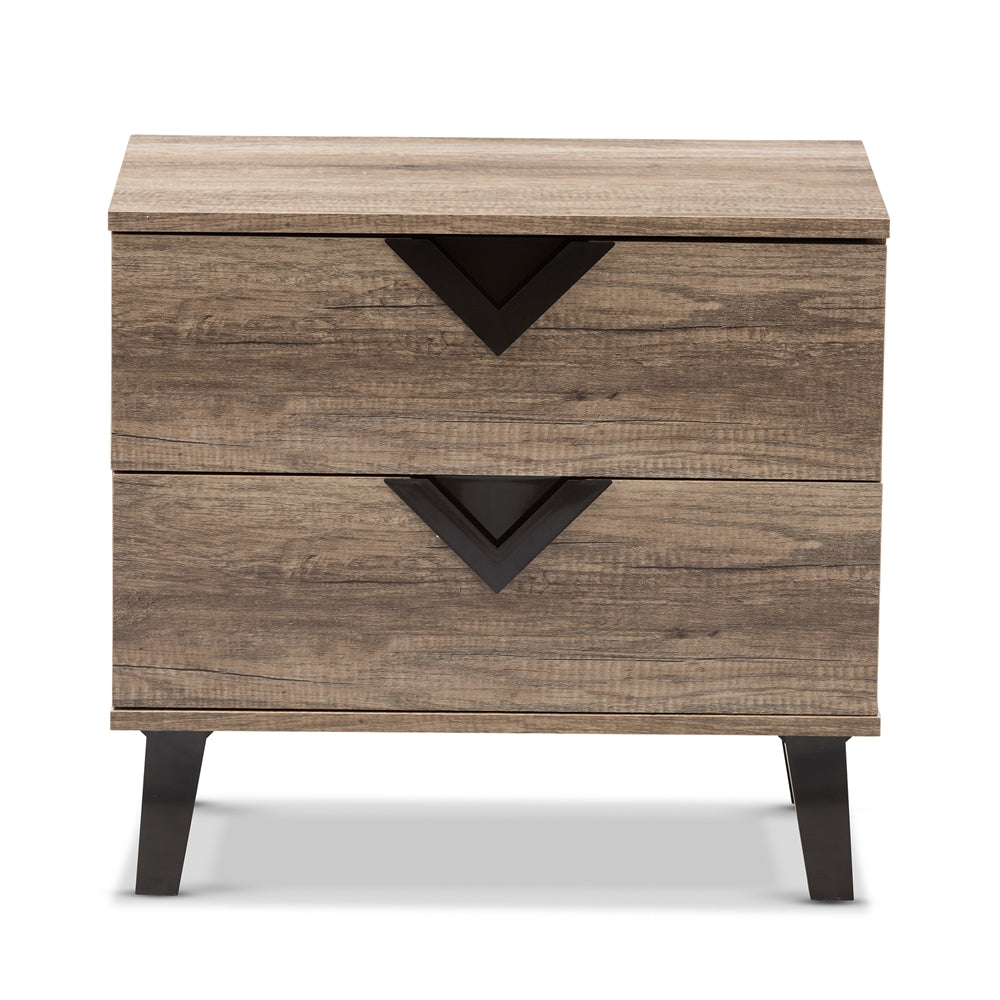 BRYER STUDIO ESTHER MODERN AND CONTEMPORARY LIGHT BROWN WOOD 2-DRAWER NIGHTSTAND