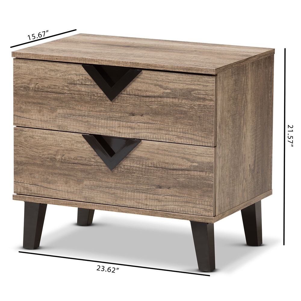 BRYER STUDIO ESTHER MODERN AND CONTEMPORARY LIGHT BROWN WOOD 2-DRAWER NIGHTSTAND