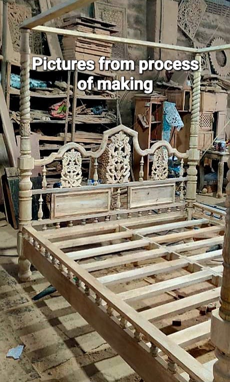 Mace Indian Colonial Posters Bed Hand Carved