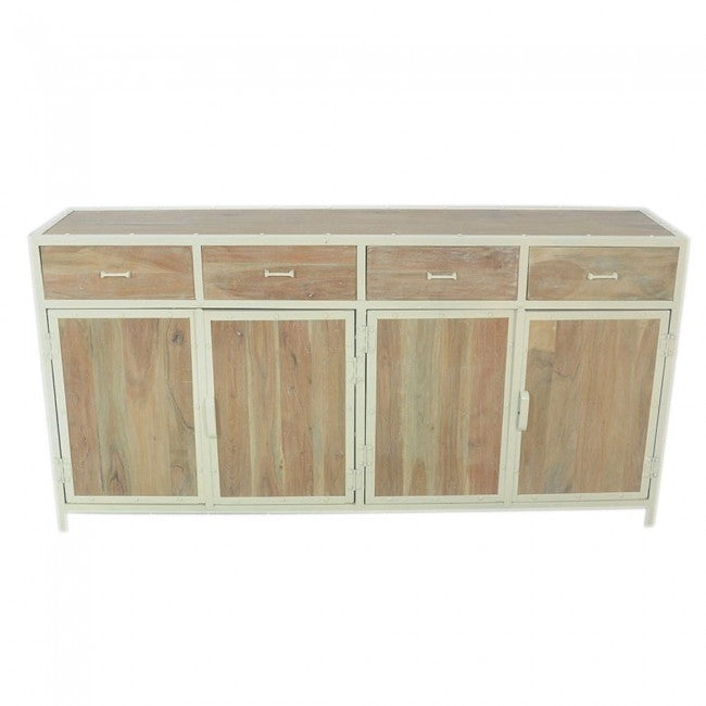 ANGLE METAL AND TIMBER SIDEBOARD XL-White wash-180-40-90