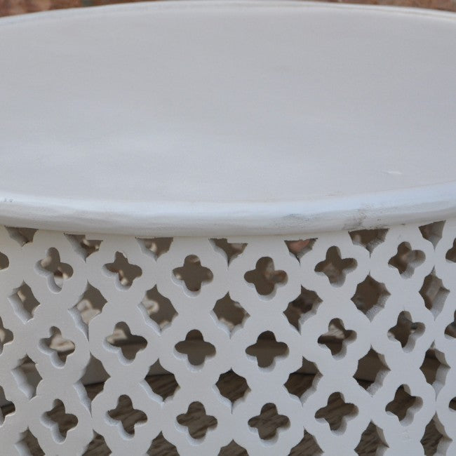 Hand Carved Floral Round Coffee Table