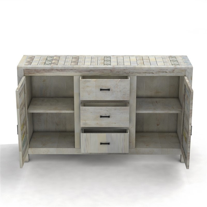 NIRVANA WHITEWASH TIMBER SIDEBOARD M-140-30-80