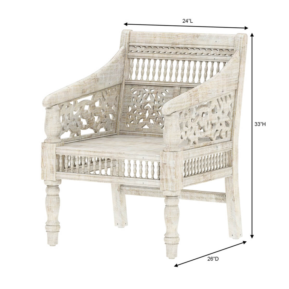 Pennsylvania Solid Wood Hand carved Moroccan Living Single Sofa