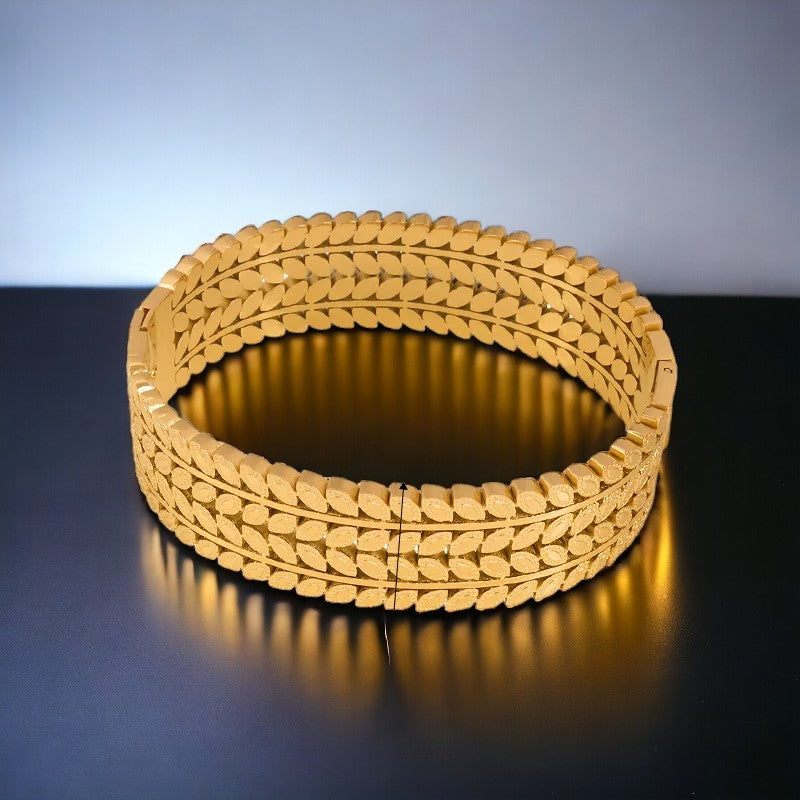 18K Gold Plated Casual Elegant Style Leaves Rhinestones Bangle