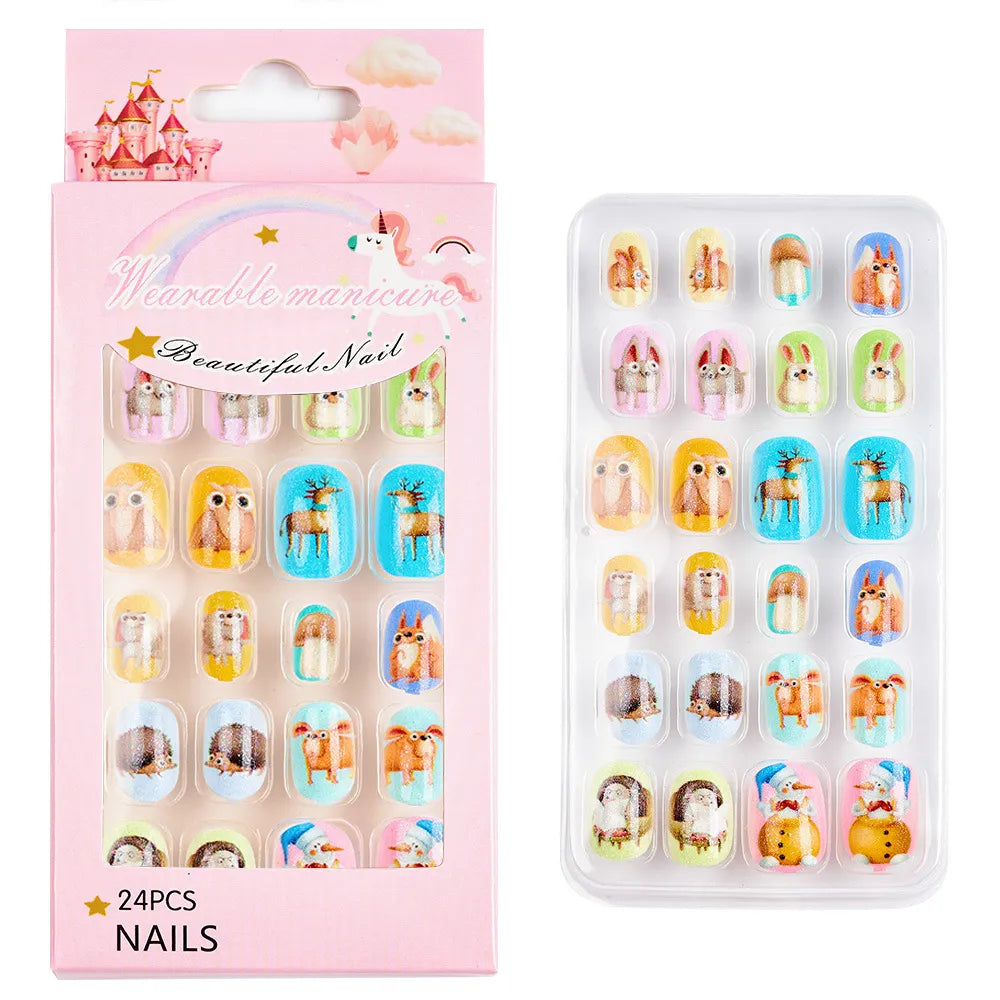 Cute Sweet Cartoon Flower Plastic Nail Patches 1 Set