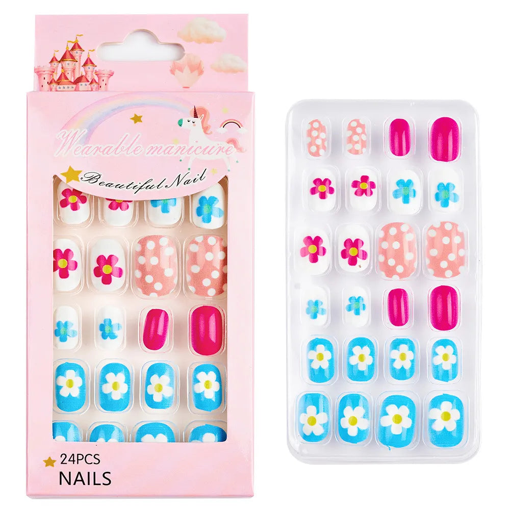 Cute Sweet Cartoon Flower Plastic Nail Patches 1 Set
