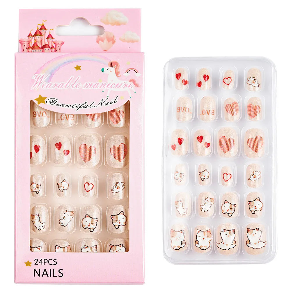 Cute Sweet Cartoon Flower Plastic Nail Patches 1 Set
