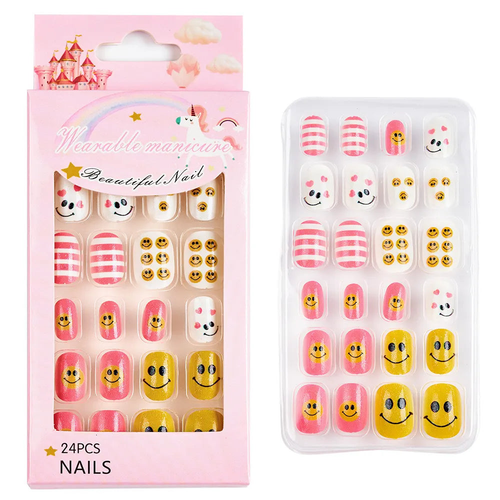 Cute Sweet Cartoon Flower Plastic Nail Patches 1 Set