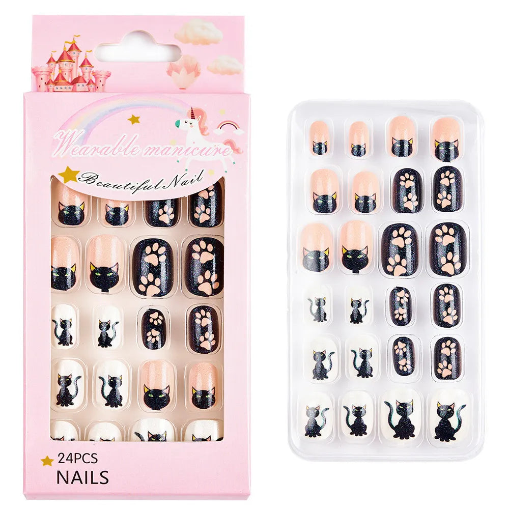 Cute Sweet Cartoon Flower Plastic Nail Patches 1 Set