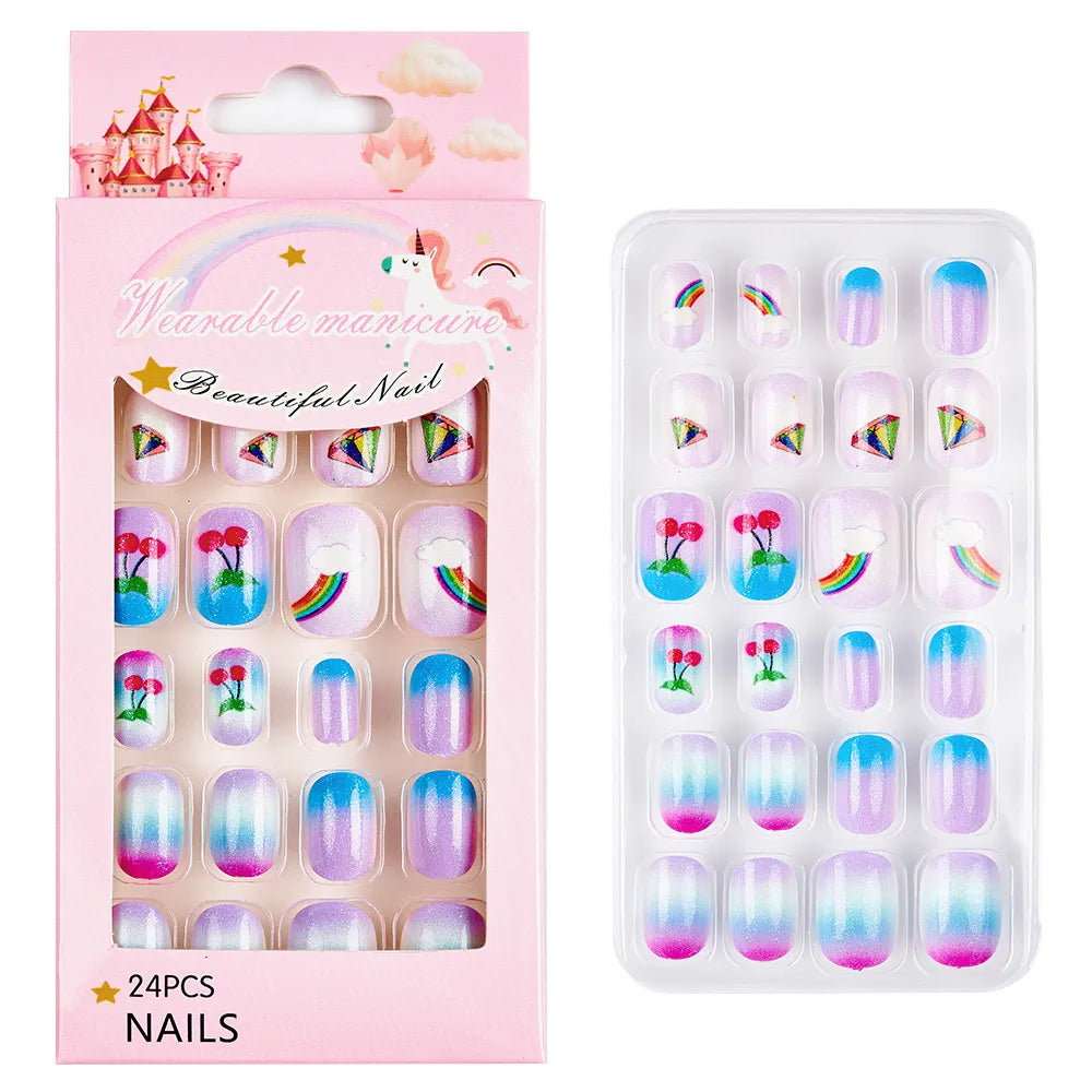 Cute Sweet Cartoon Flower Plastic Nail Patches 1 Set