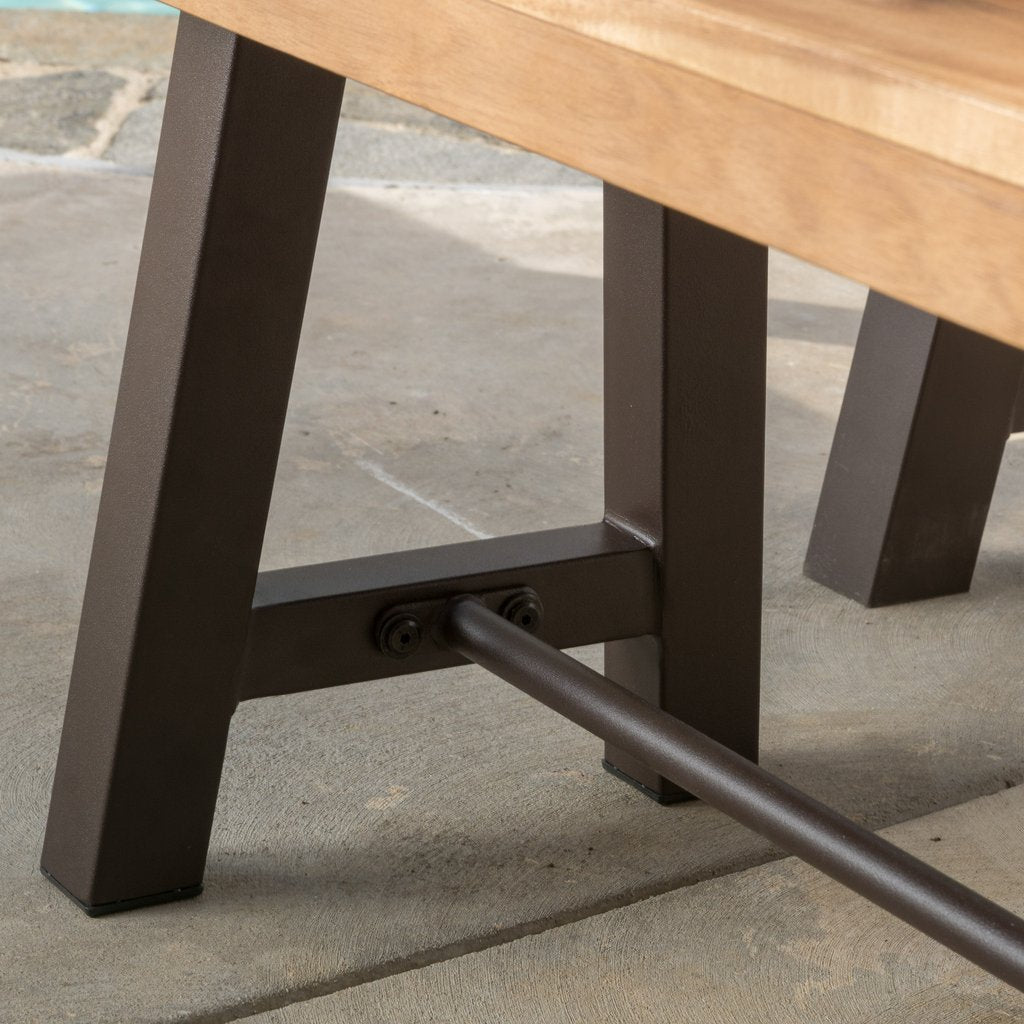 CAVITE Rustic Industrial Outdoor Mango Wood Picnic Dining Set