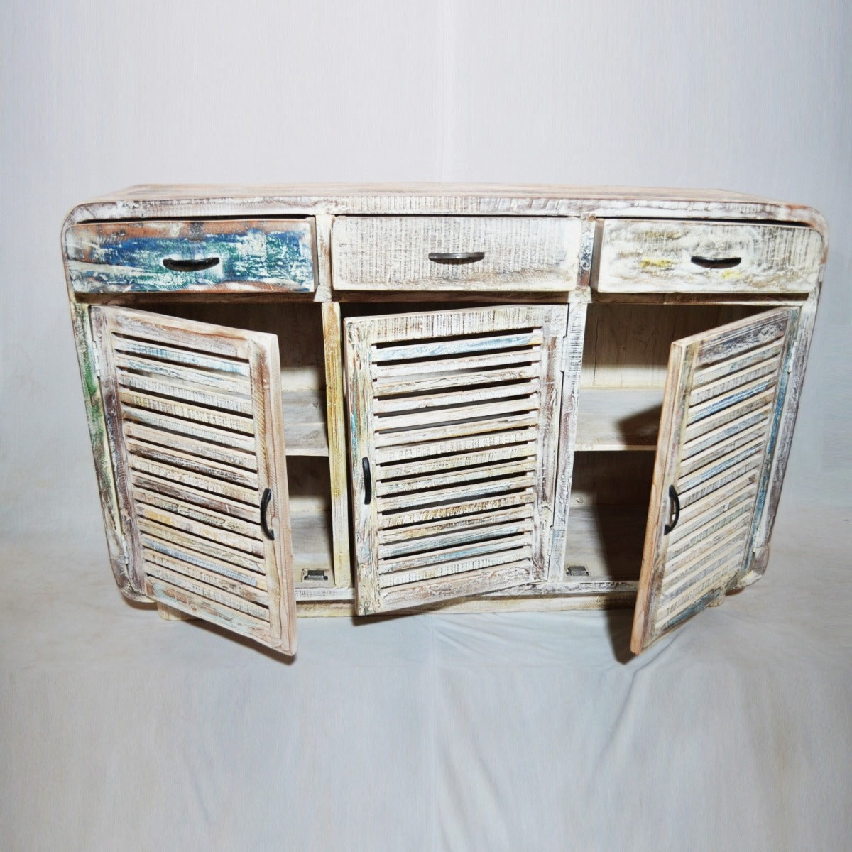 SLAVAGE TIMBER BUFFET HUTCH SIDEBOARD-White wash-140-40-90