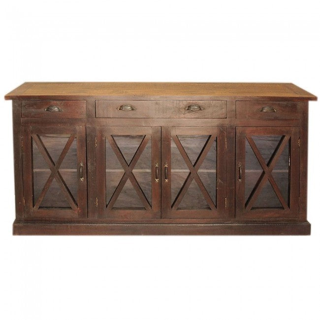 X DESIGN GLASS DOOR SIDEBOARD-Chocolate-180-40-90