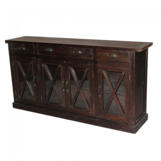 X DESIGN GLASS DOOR SIDEBOARD-Chocolate-200-40-100