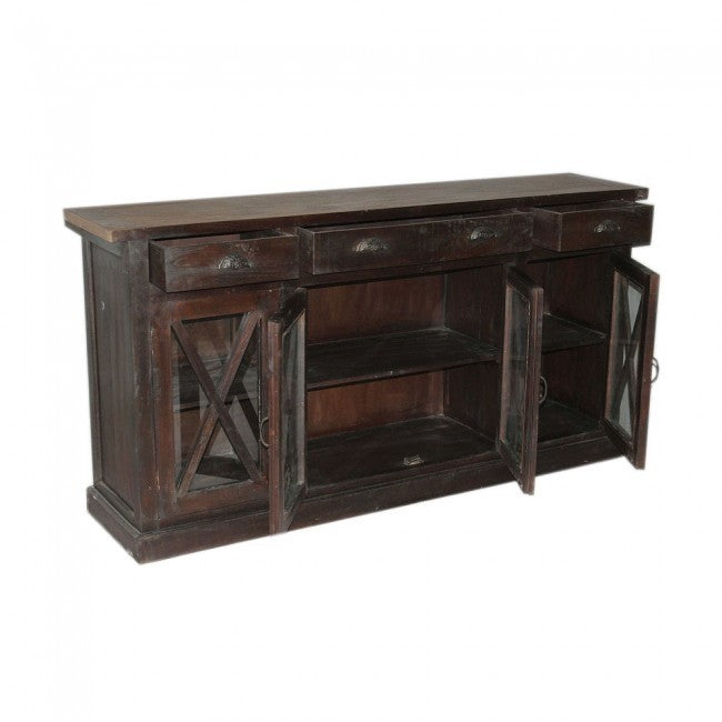 X DESIGN GLASS DOOR SIDEBOARD-Chocolate-200-40-100