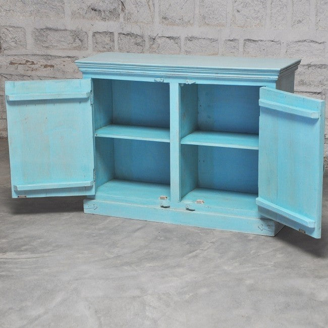 X DESIGN SOLID WOOD DOOR SIDEBOARD-Turquoise-110-40-90