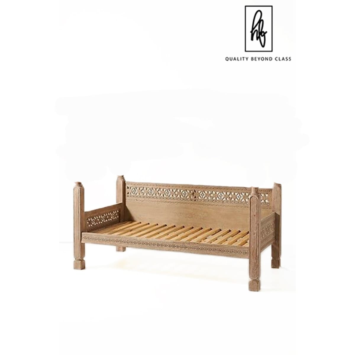 Hand Carved Canopy Style Solid Wooden Daybed / Out Door Seating