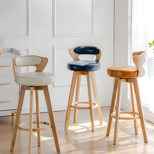 Relaxed Crimson Leather Round Bistro Stool