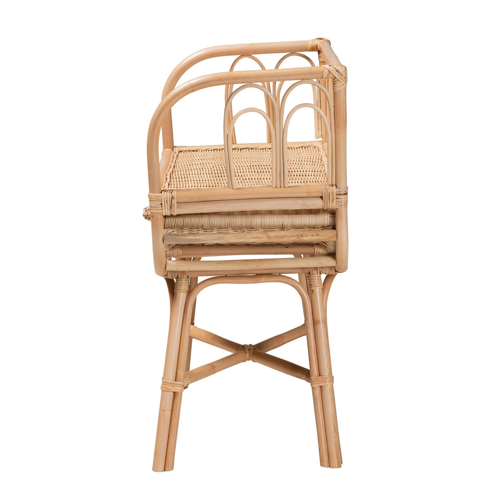 CALVIN & BAY CAMILA MODERN BOHEMIAN NATURAL BROWN RATTAN NIGHTSTAND/ BEDSIDE TABLE