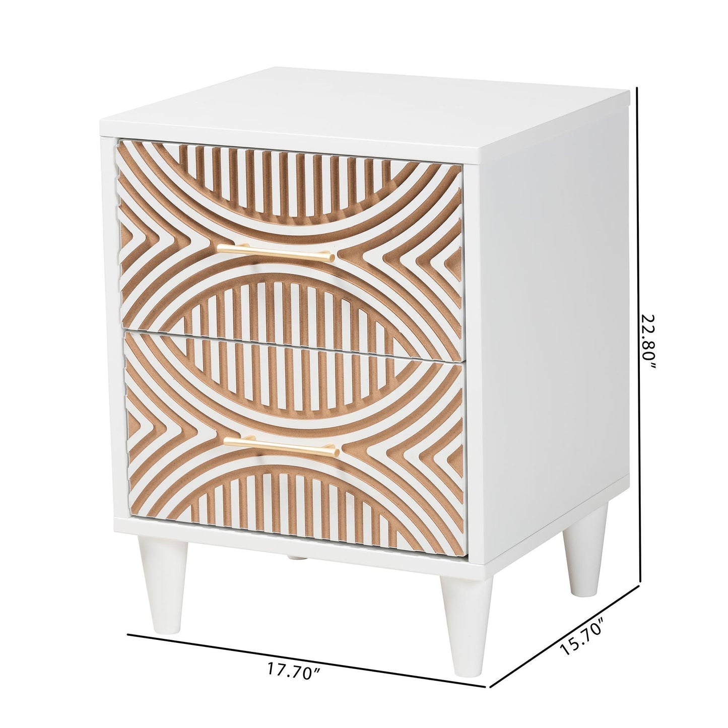 BRYER STUDIO VALENTINA CARVED CONTRASTING NIGHTSTAND/BEDSIDE TABLE