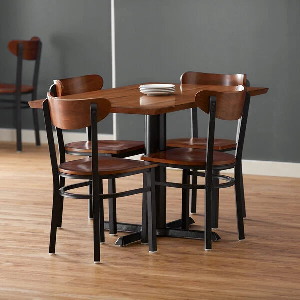 Haidar Antique Solid Wood Live Edge Dining Height Table with 4 Boomerang Chairs