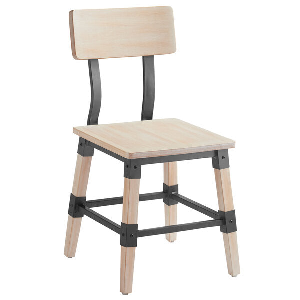 Haidar Industrial Solid Wood Live Edge Standard Height Table with 4 Chairs