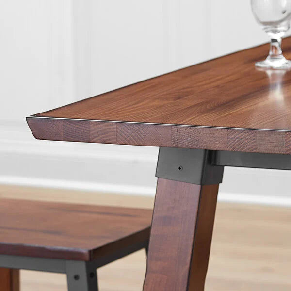 Haidar Antique Solid Wood Live Edge Dining Height Table with 4 Boomerang Chairs