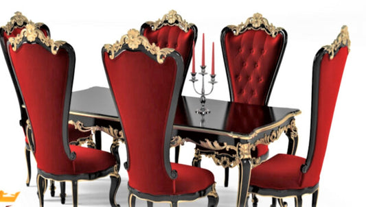 CROWN HAND CARVED ROYAL VICTORIAN DINING TABLE SET