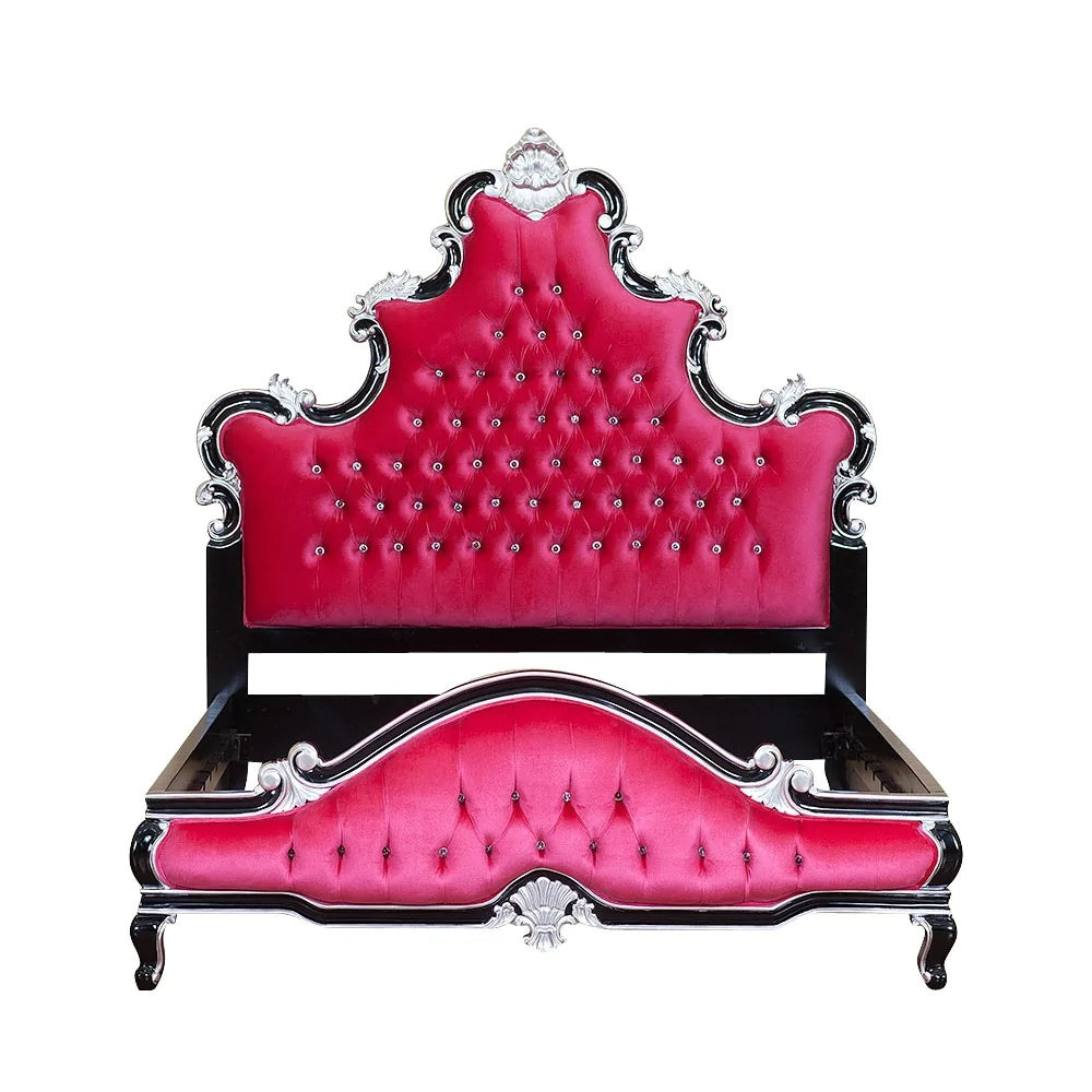 KATE HAND CARVED SOLID WOOD TUFTED BED