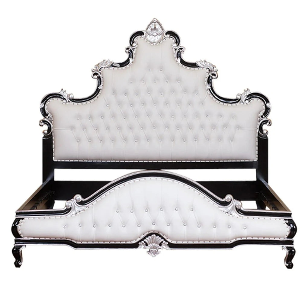 KATE HAND CARVED SOLID WOOD TUFTED BED