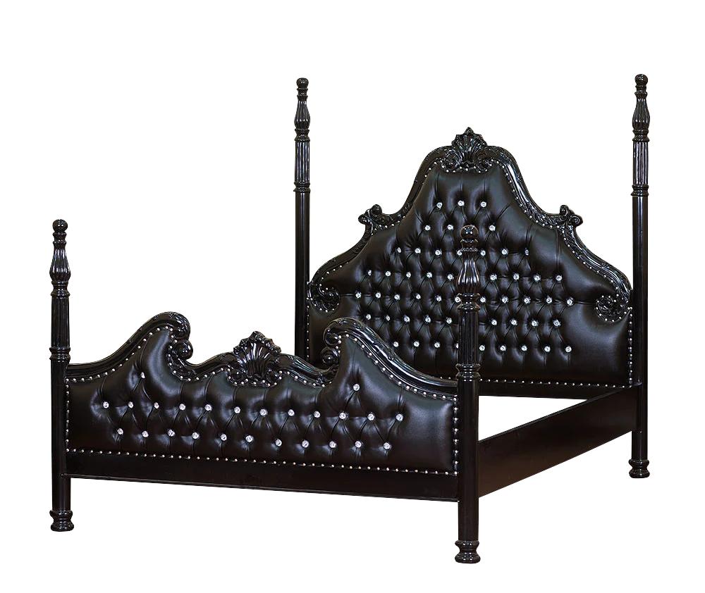ZARAA HAND CARVED SOLID WOOD TUFTED BED