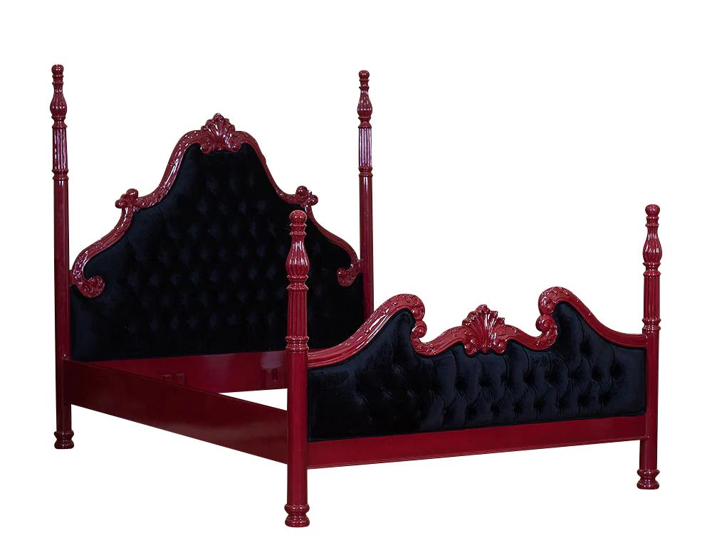 ZARAA HAND CARVED SOLID WOOD TUFTED BED