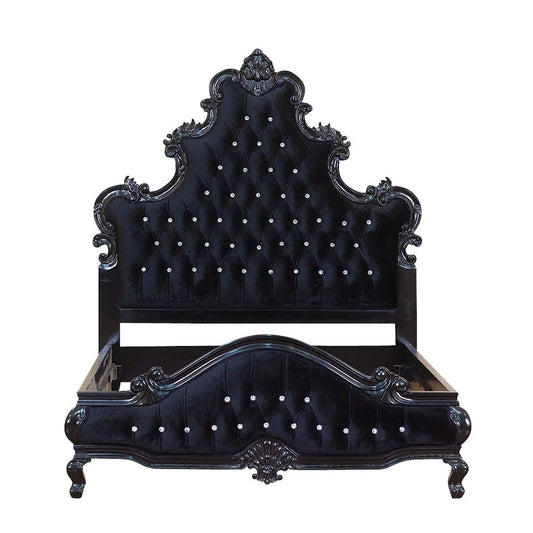 KATE HAND CARVED SOLID WOOD TUFTED BED