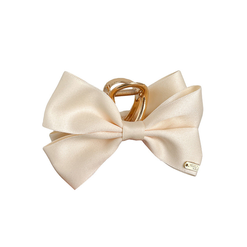 Women's Elegant Sweet Bow Knot Satin Metal Hair Claws