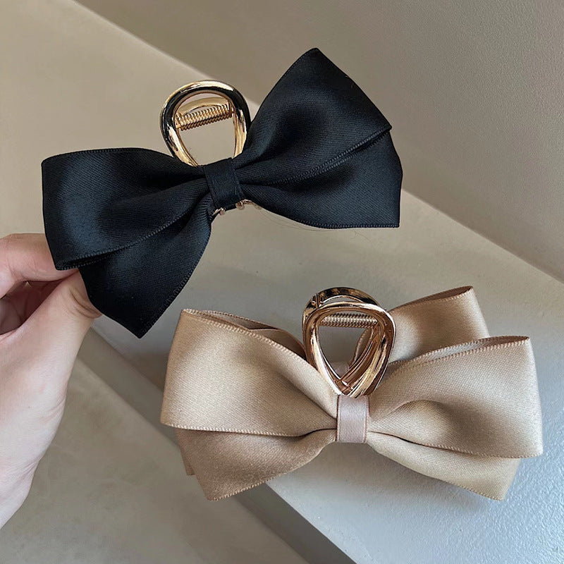 Women's Elegant Sweet Bow Knot Satin Metal Hair Claws