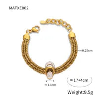 Titanium Steel 18K Gold Plated Elegant Simple Style Cool Style Belt Layered Inlay Rhinestones Bracelets Necklace